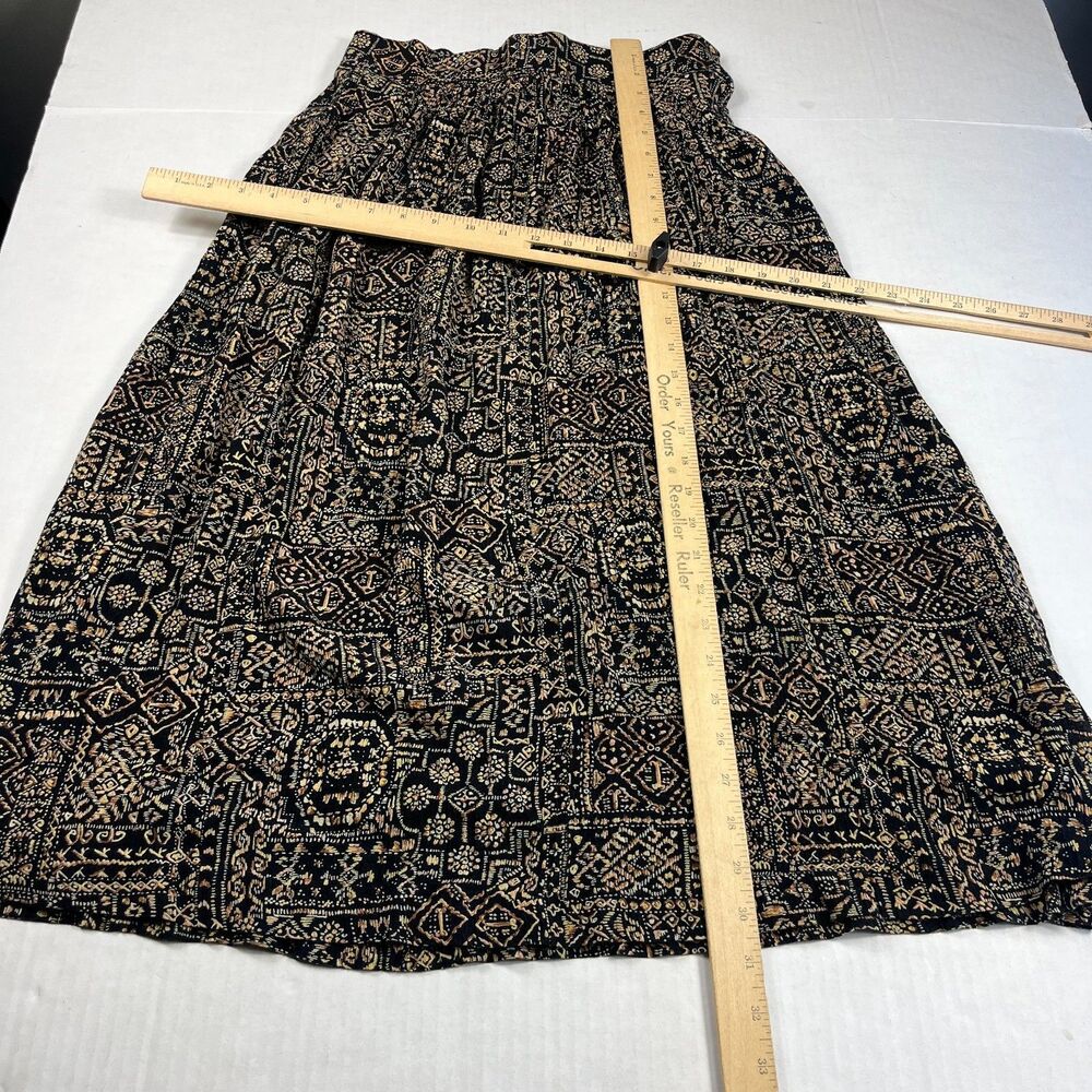 Ali Miles Vintage A-Line Midi Skirt Boho Tribal Print Lightweight Comfort 8 USA - Picture 7 of 9